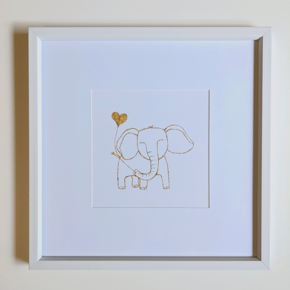 Hobby Lobby Gold Foil Elephant Framed Art